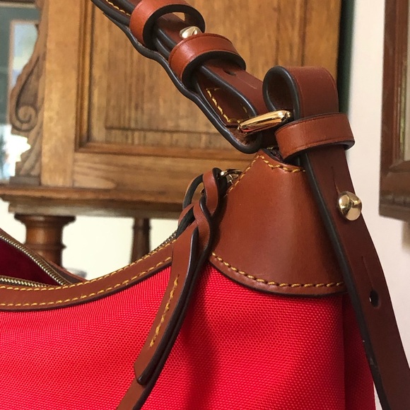 Dooney & Bourke Red Canvas Hobo Shoulder Bag - Picture 10 of 15